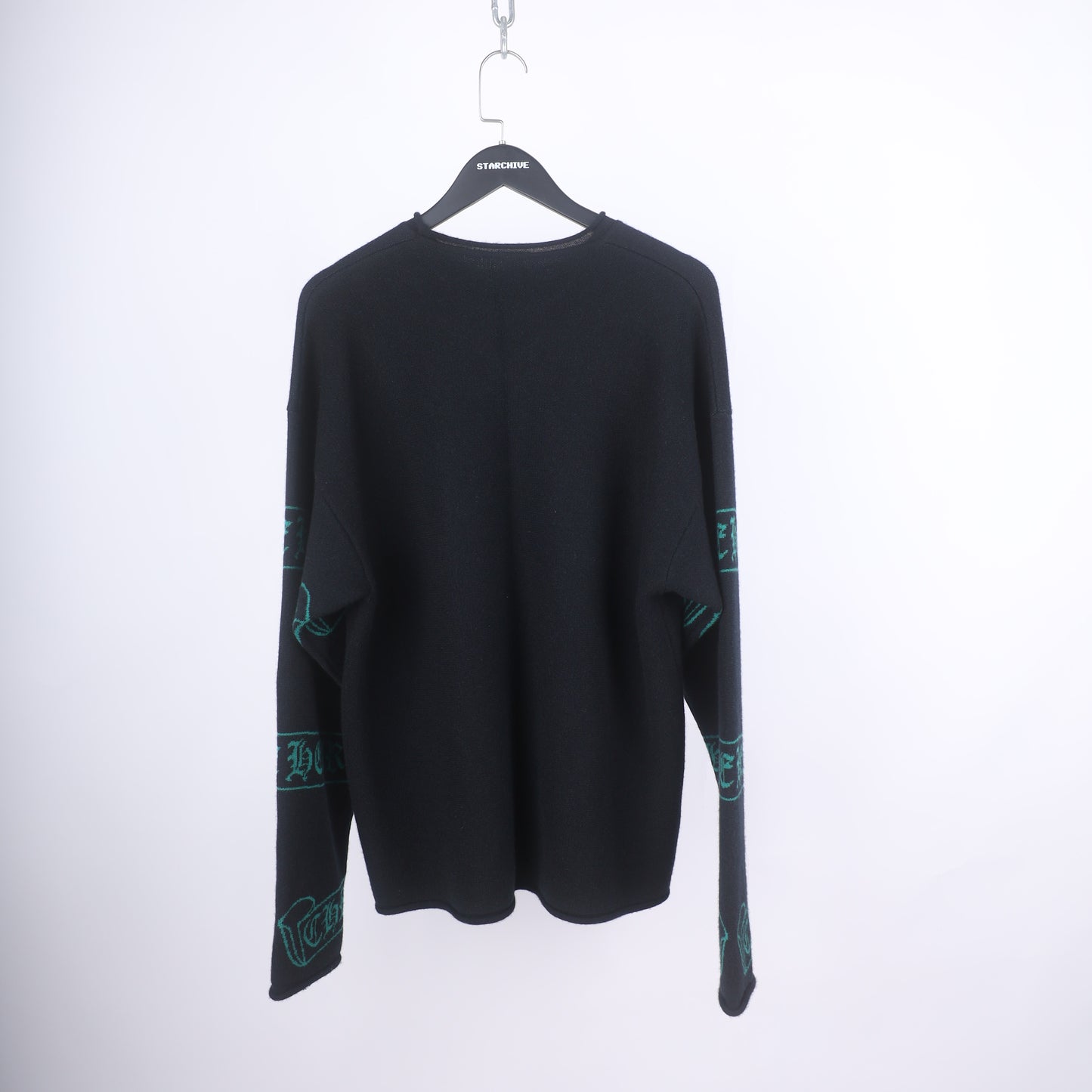 CHROME HEARTS GREEN CASHMERE SWEATER SIZE FREE/XL