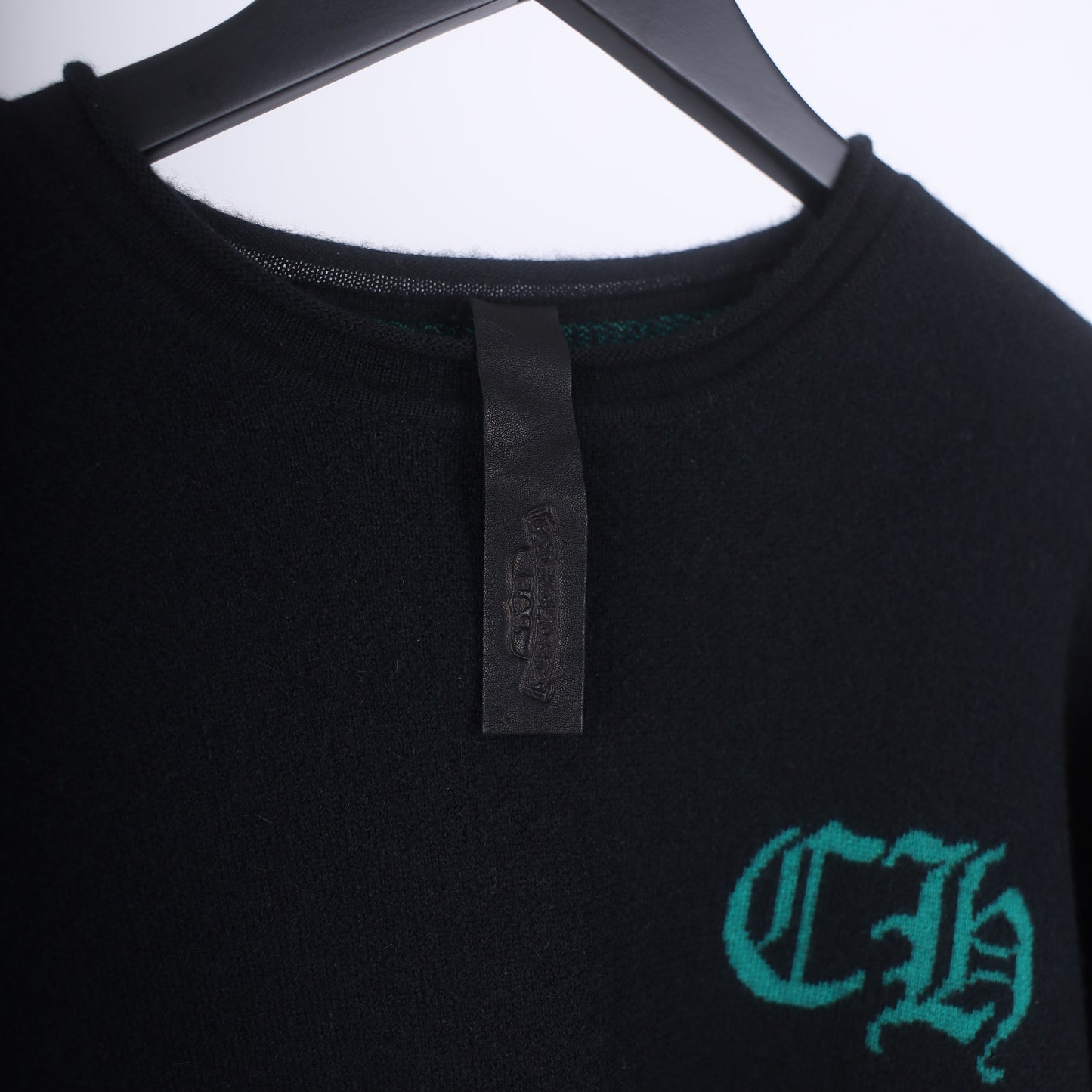 CHROME HEARTS GREEN CASHMERE SWEATER SIZE FREE/XL