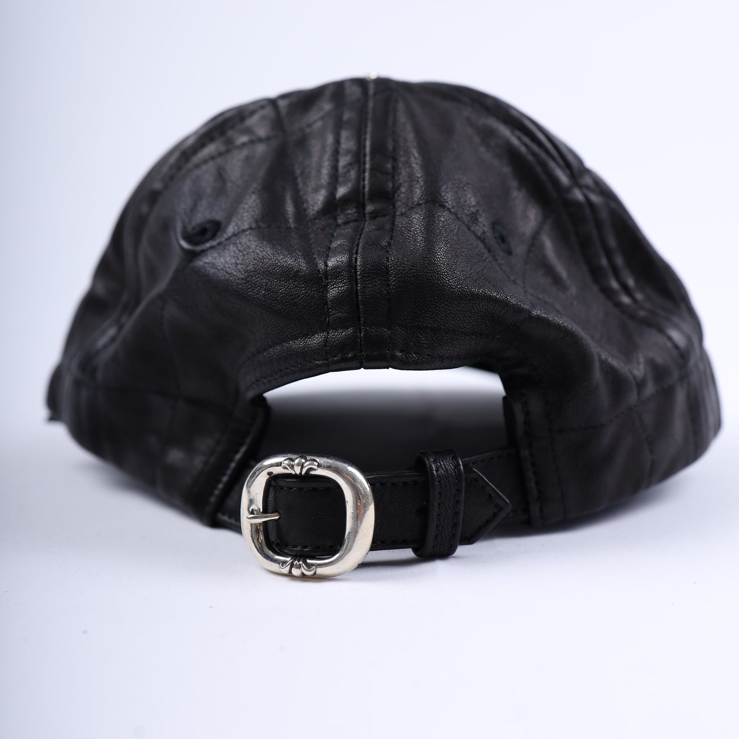 BLACK LEATHER SPIDER WEB HAT