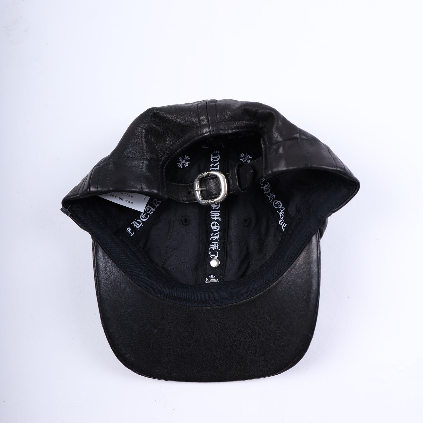 BLACK LEATHER SPIDER WEB HAT