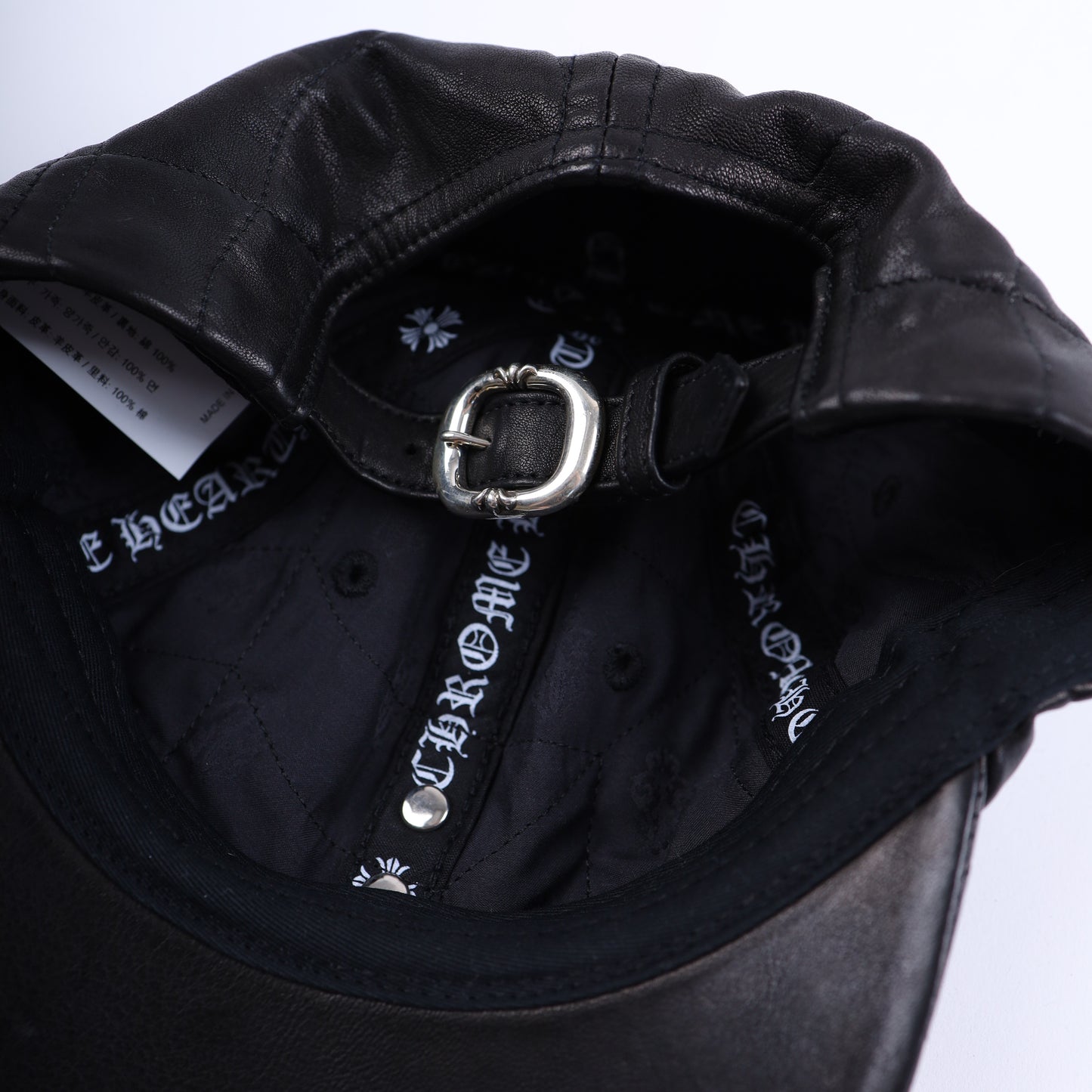 BLACK LEATHER SPIDER WEB HAT