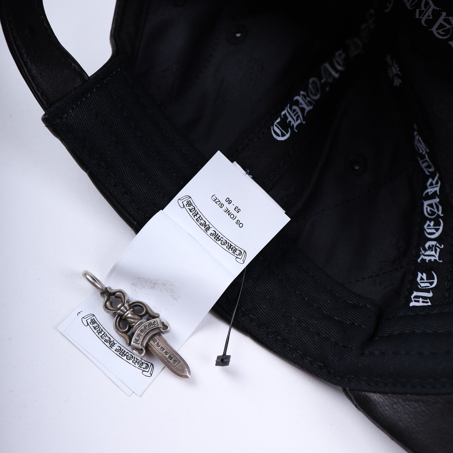 BLACK LEATHER SPIDER WEB HAT