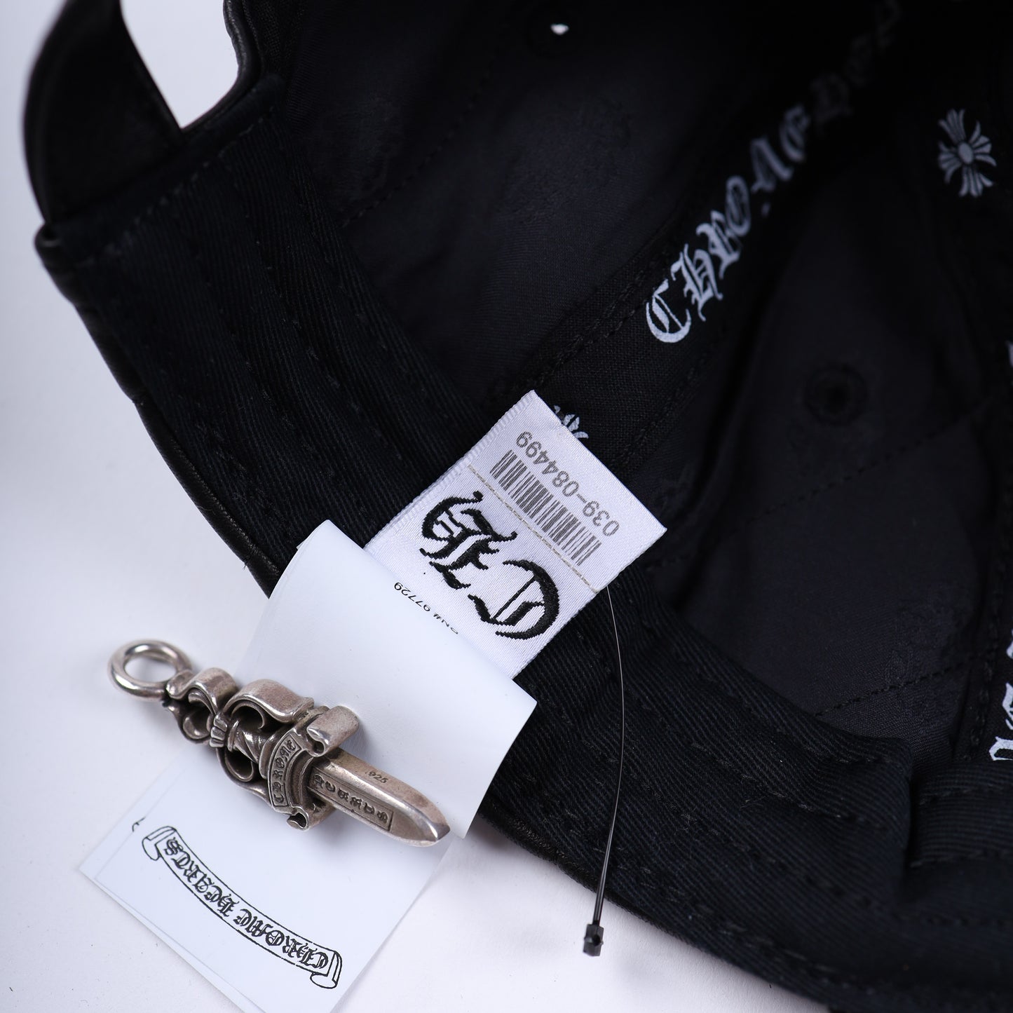 BLACK LEATHER SPIDER WEB HAT