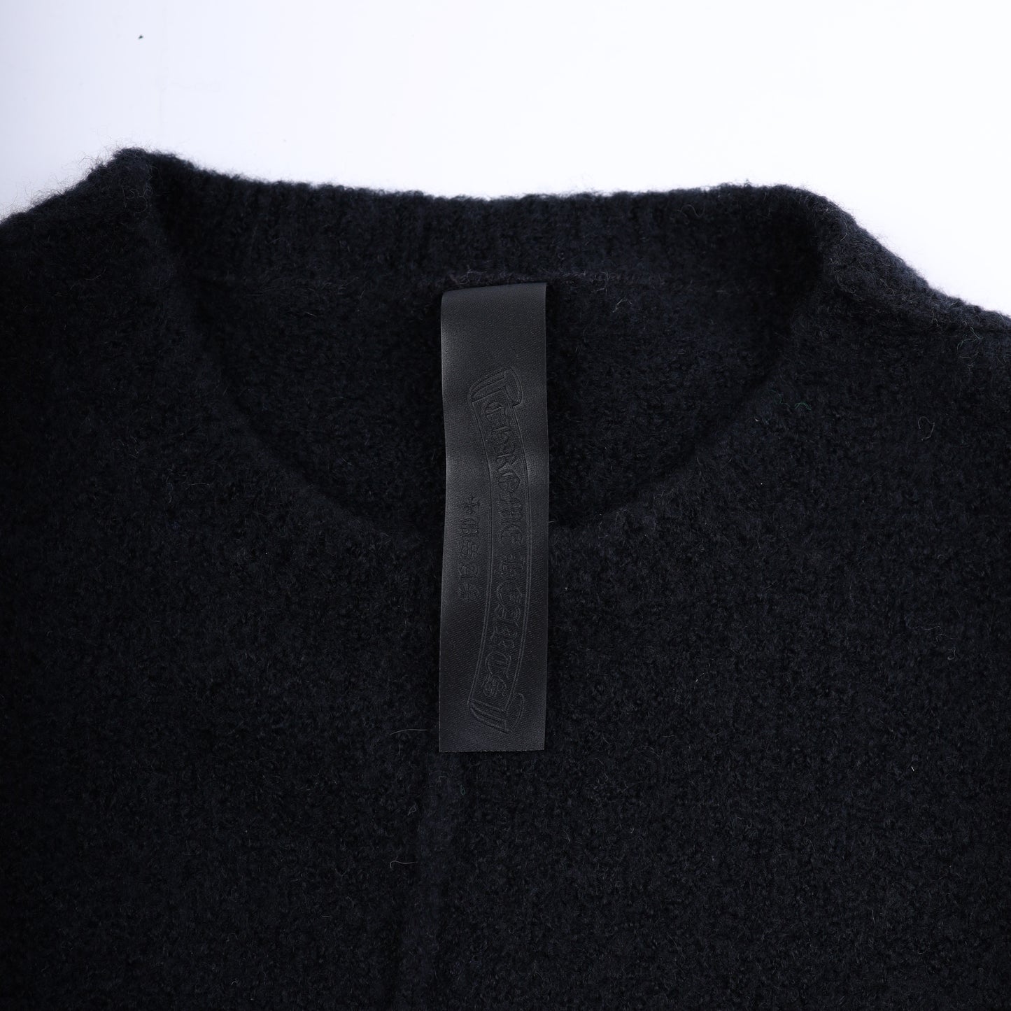 CHROME HEARTS CASHMERE SWEATER WITH LEAPOARD CROSS PATCH