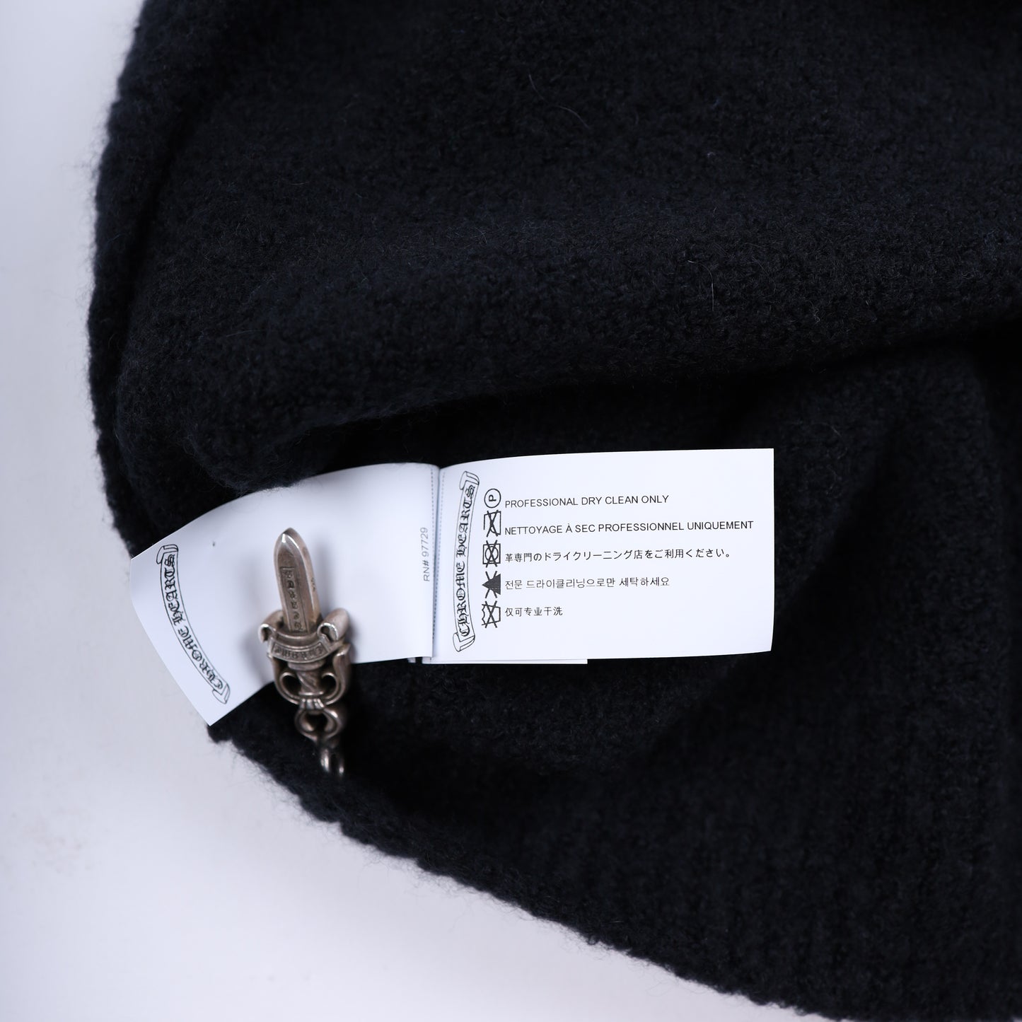 CHROME HEARTS CASHMERE SWEATER WITH LEAPOARD CROSS PATCH