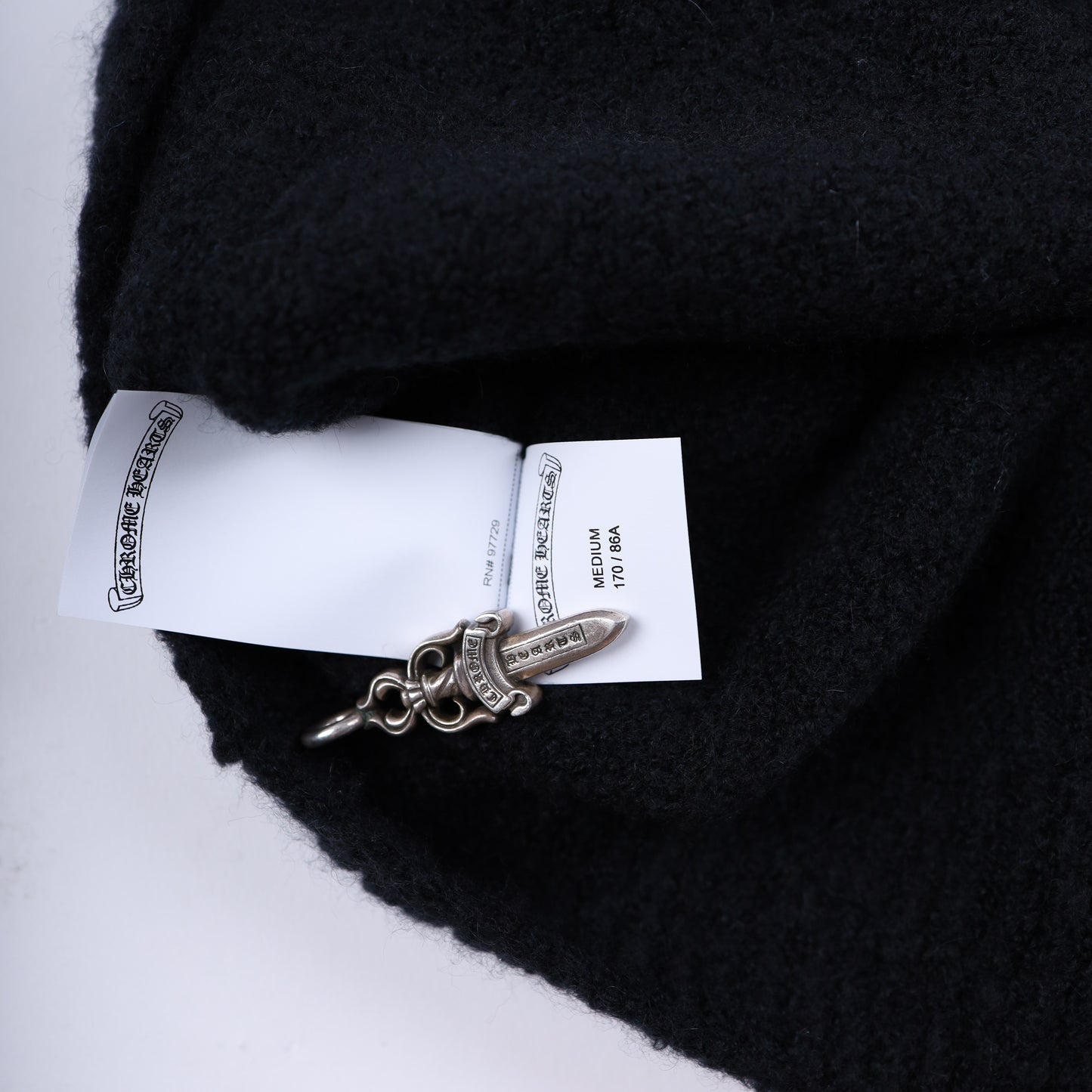 CHROME HEARTS CASHMERE SWEATER WITH LEAPOARD CROSS PATCH