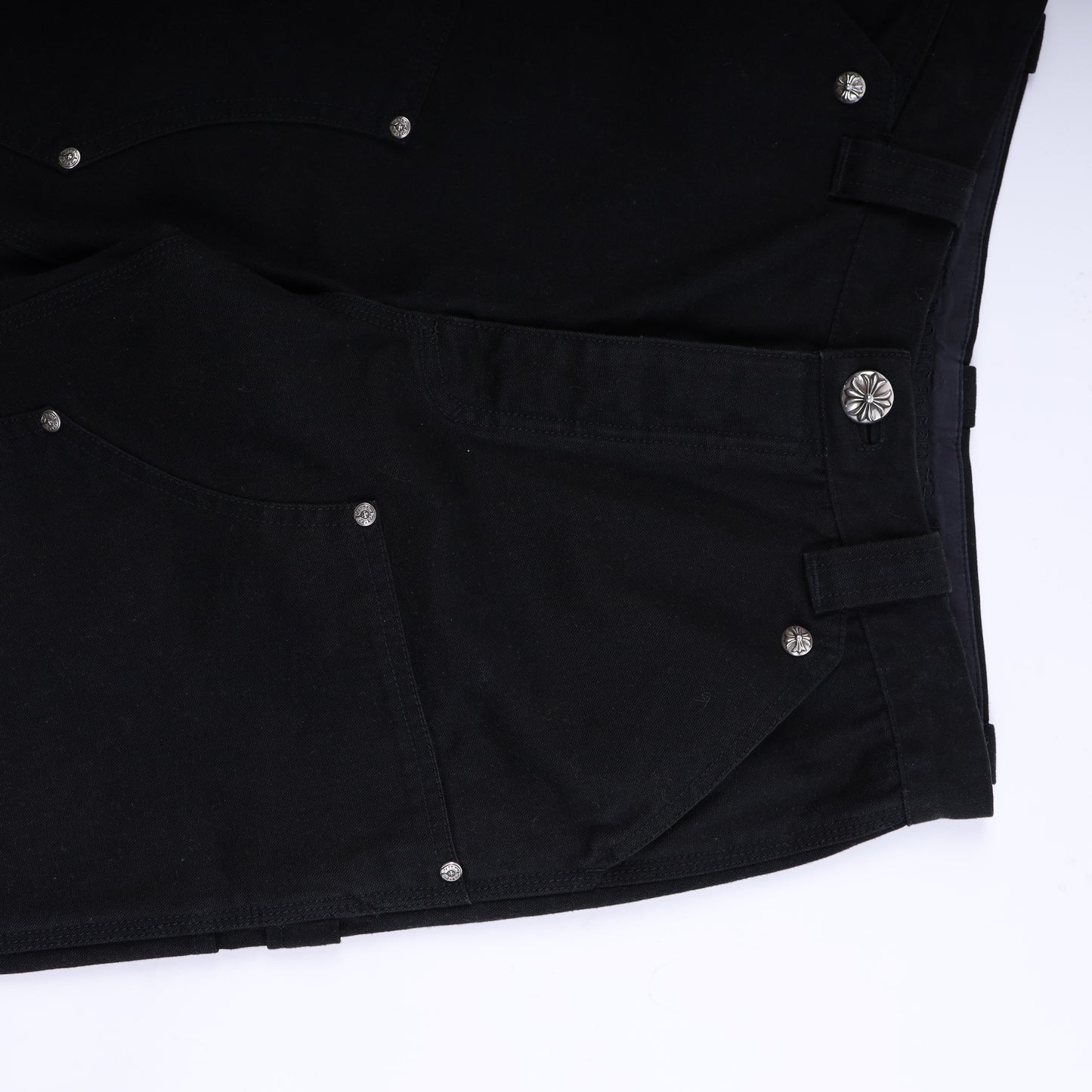 CHROME HEARTS PLAIN BLACK CARPENTER PANTS WITH SILVER HARDWARE