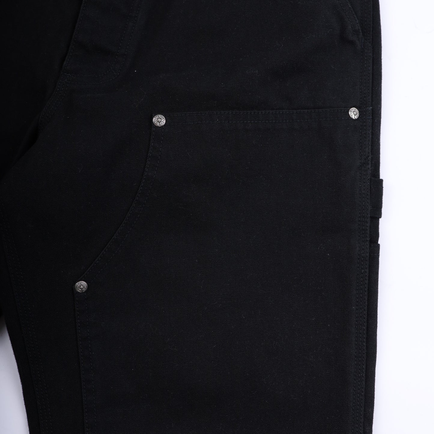 CHROME HEARTS PLAIN BLACK CARPENTER PANTS WITH SILVER HARDWARE