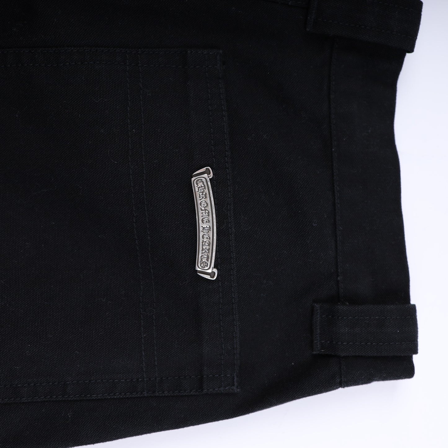 CHROME HEARTS PLAIN BLACK CARPENTER PANTS WITH SILVER HARDWARE