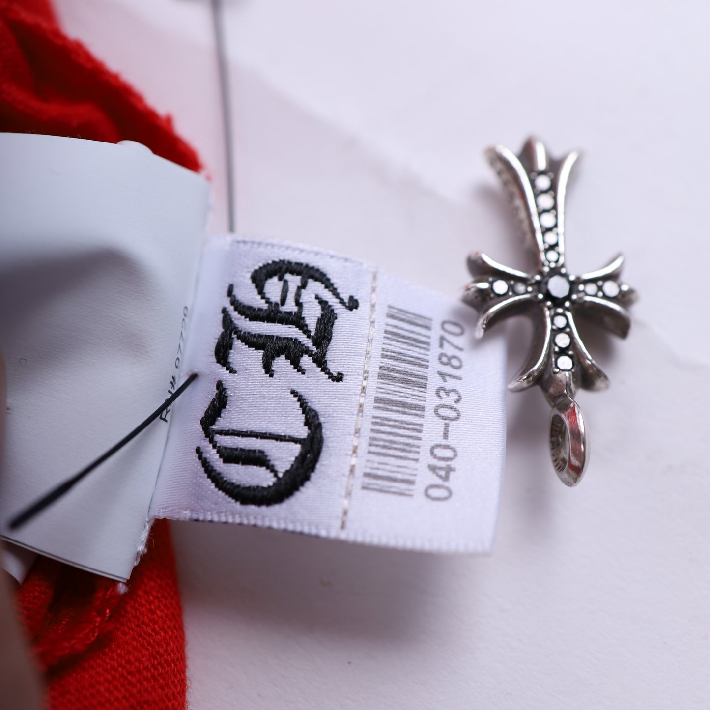 CHROME HEARTS RED 33 BASEBALL 3/4 SLEEVE SHIRT