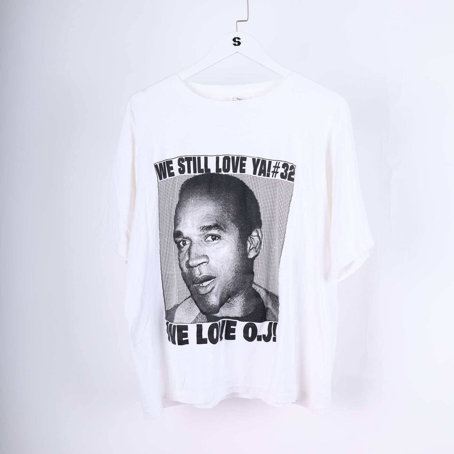 WE STILL LOVE YA #32 O.J. SIMPSON VINTAGE WHITE T-SHIRT