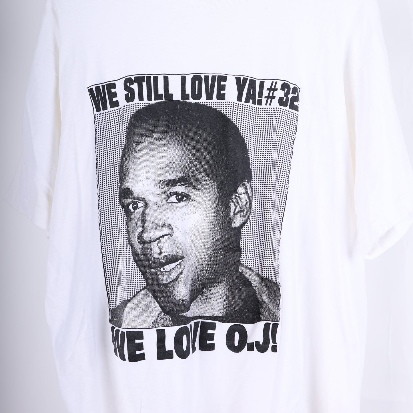 WE STILL LOVE YA #32 O.J. SIMPSON VINTAGE WHITE T-SHIRT