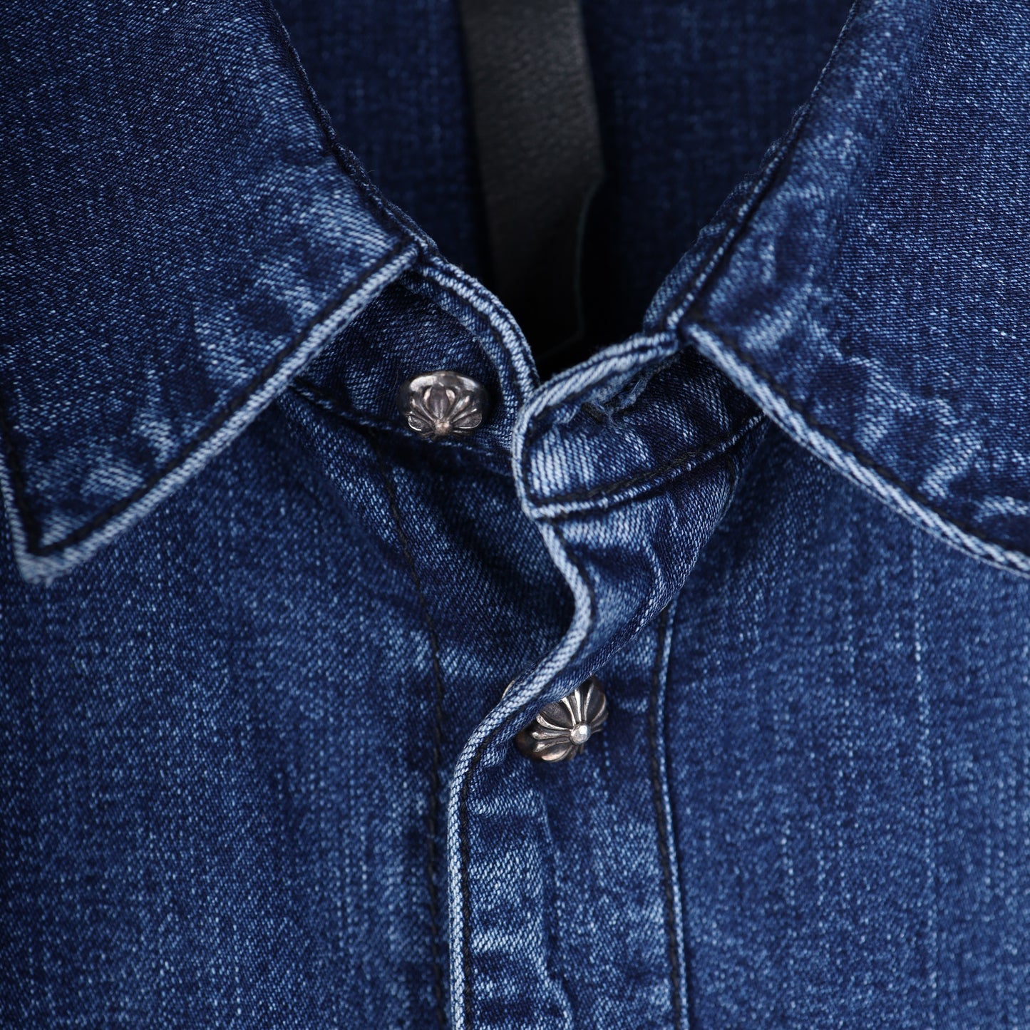 CHROME HEARTS CROSS PATCH SLEEVE DENIM SHIRT