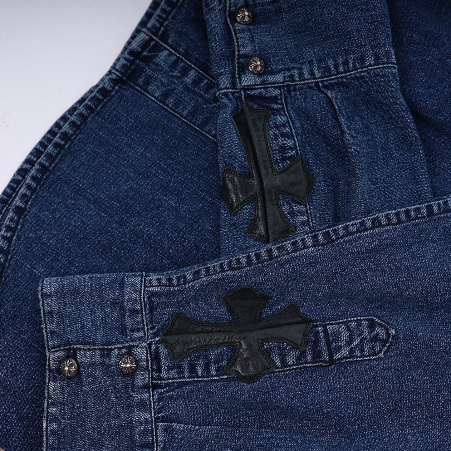 CHROME HEARTS CROSS PATCH SLEEVE DENIM SHIRT