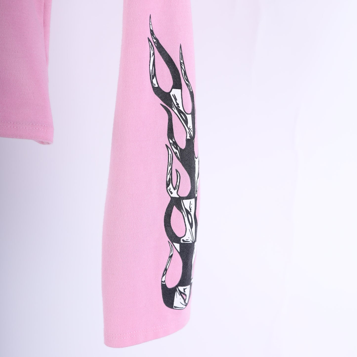 CH MATTY BOY PINK CROP TOP FLAMES