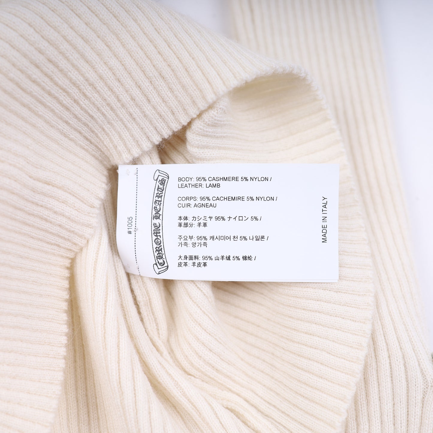 Chrome Hearts Womans Dual Tiny Cross Patch Cashmere Mock Neck