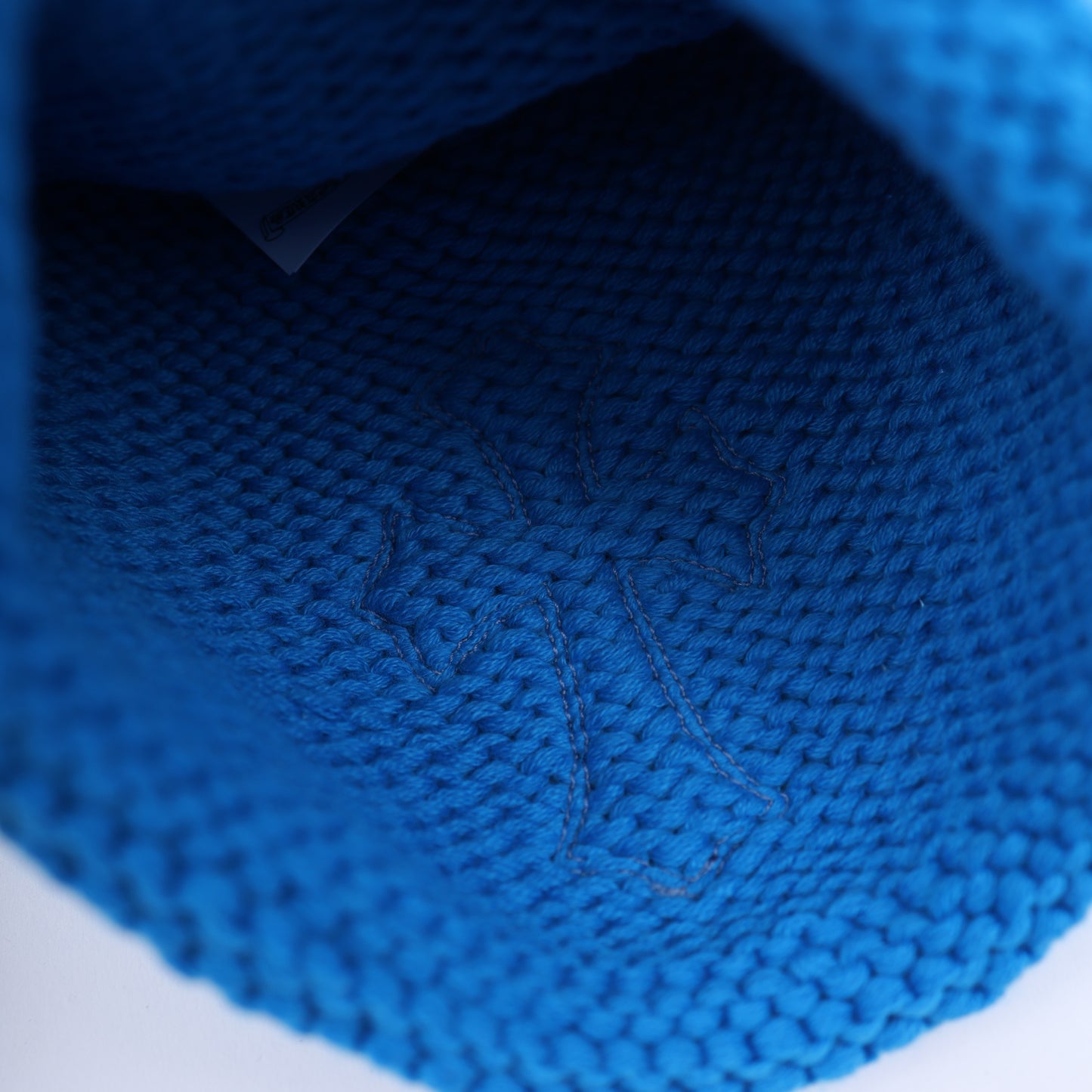 BLUE PURPLE CASHMERE CROSS PATCH BEANIE