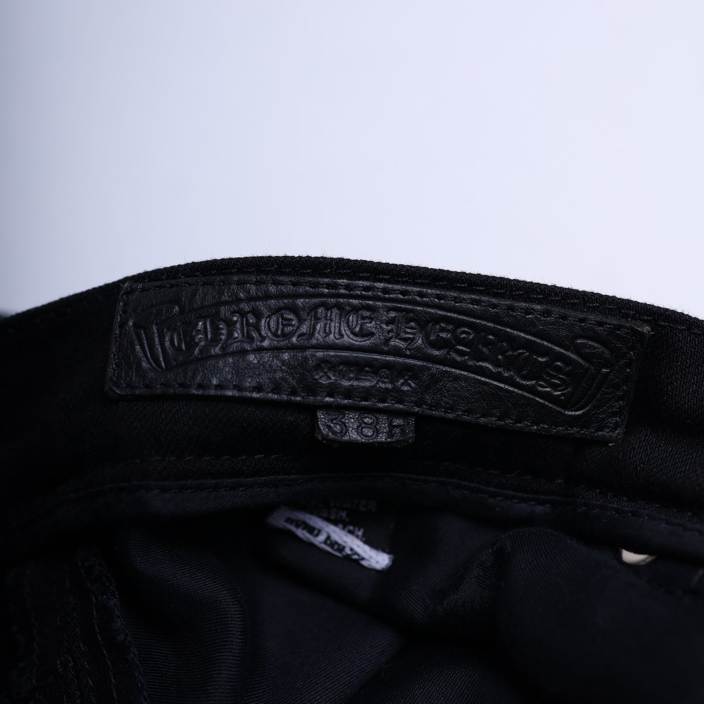 CHROME HEARTS FLUER KNEE BLACK DENIM SZ 38