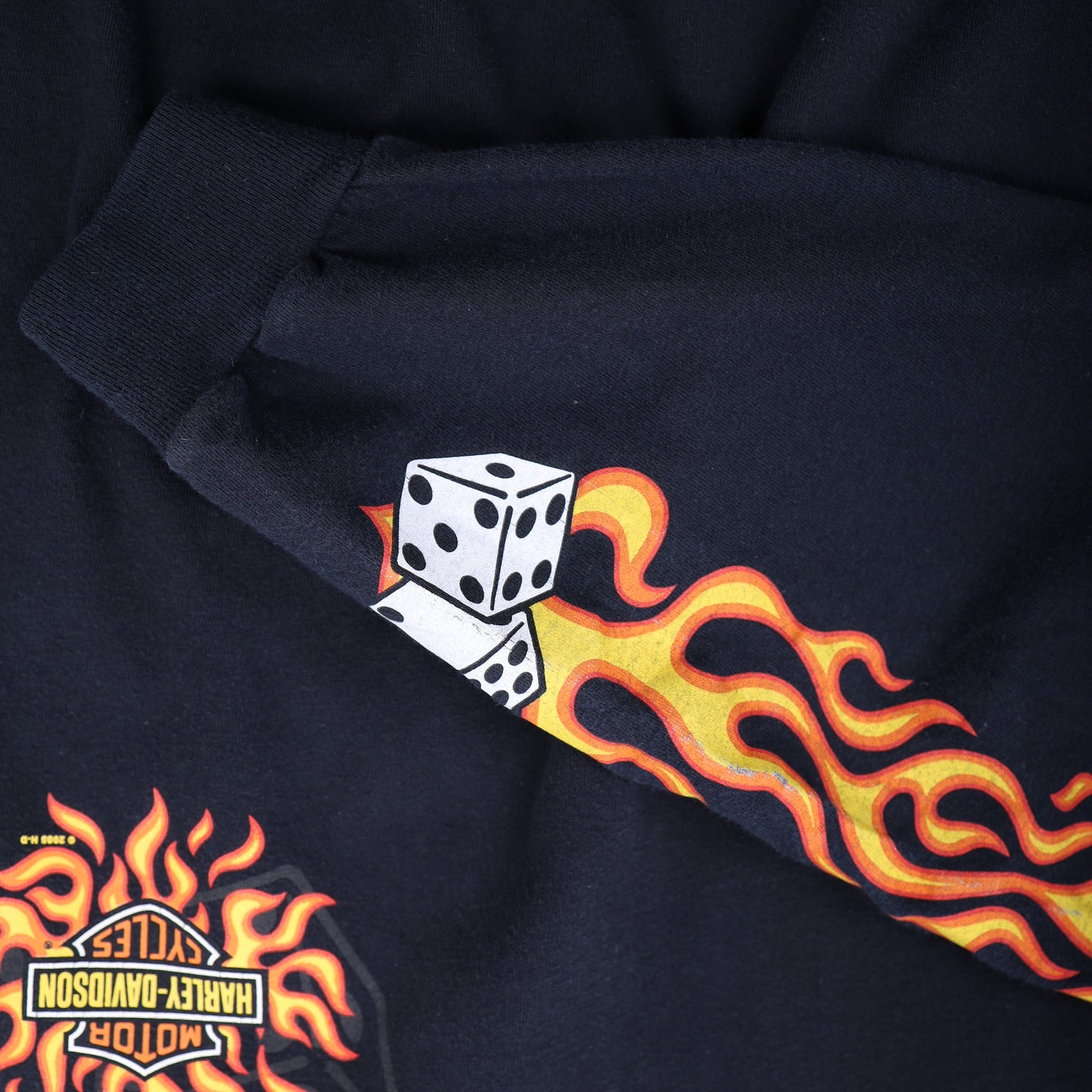 VINTAGE HARLEY DAVIDSON DICE FLAME LONG SLEEVE