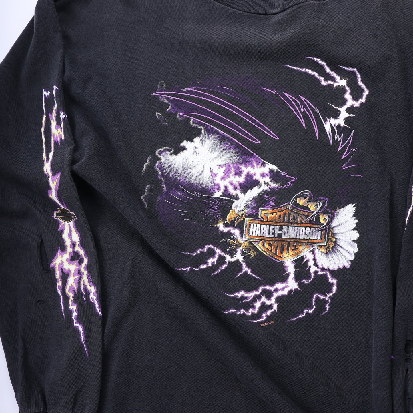 VINTAGE PURPLE LIGHTNING EAGLE HARLEY T-SHIRT