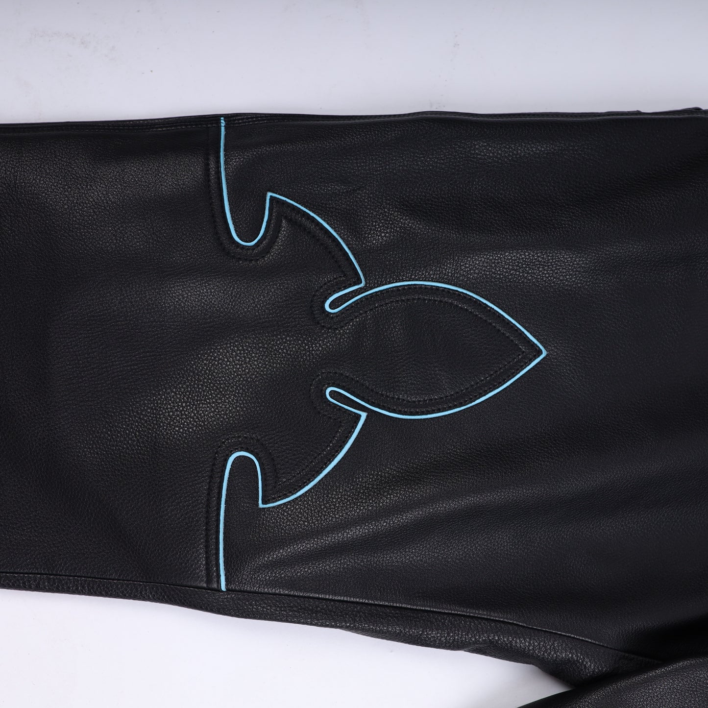 CHROME HEARTS BLUE FLEUR ST. BARTHS EXCLUSIVE LEATHER PANTS