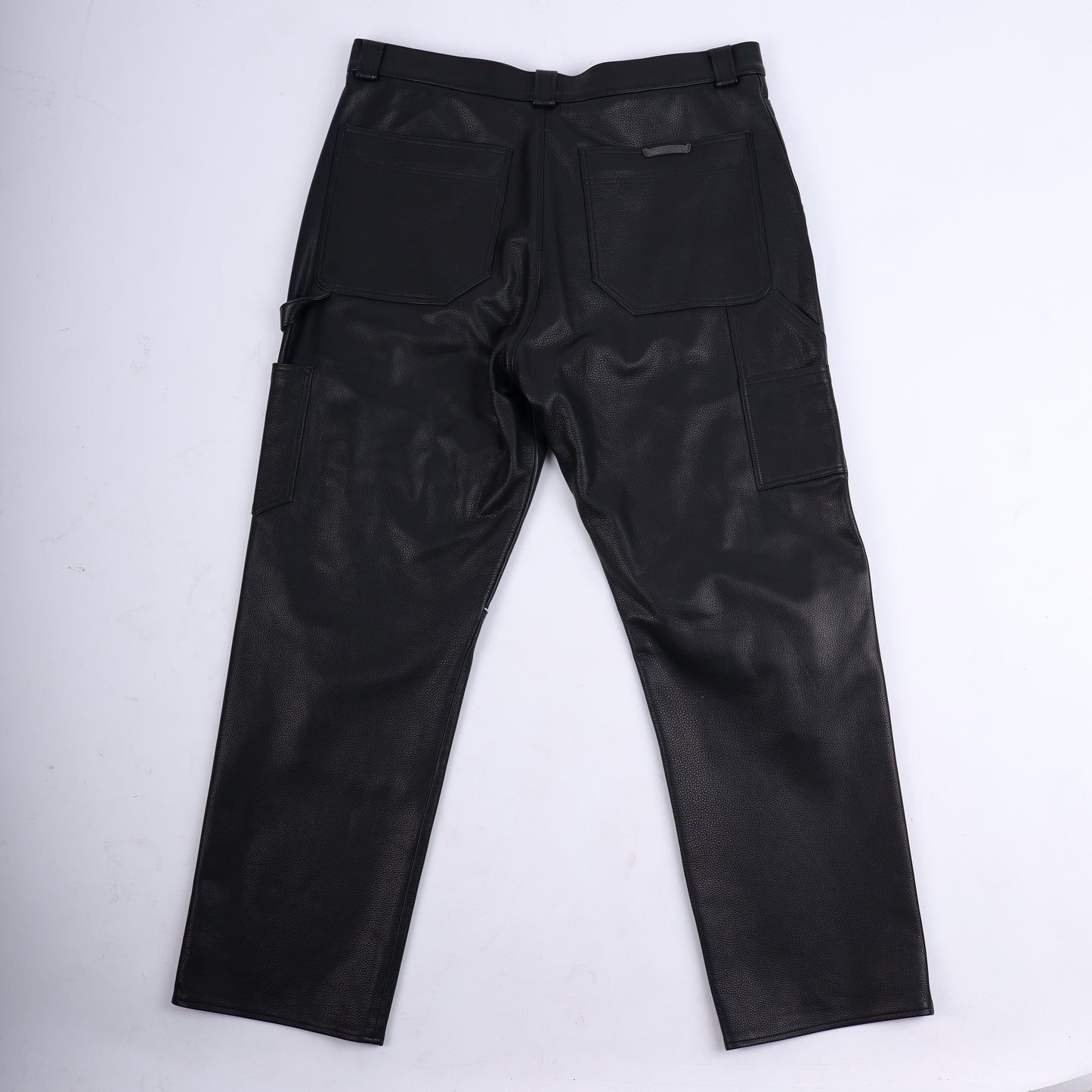 CHROME HEARTS BLUE FLEUR ST. BARTHS EXCLUSIVE LEATHER PANTS