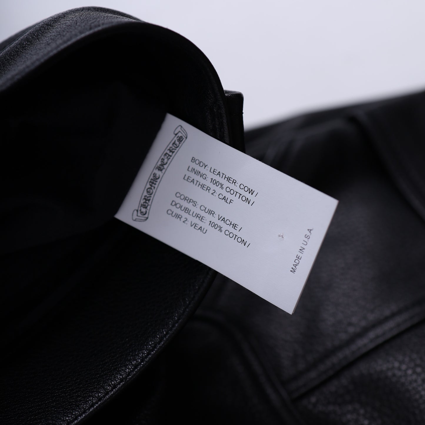 CHROME HEARTS BLUE FLEUR ST. BARTHS EXCLUSIVE LEATHER PANTS