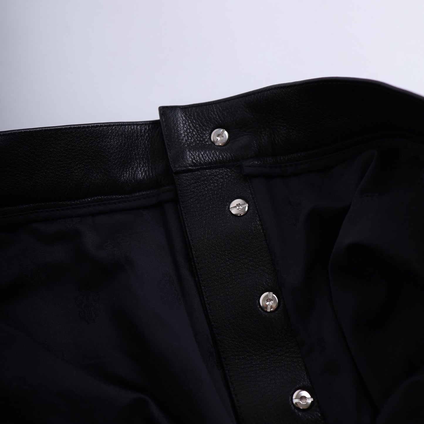 CHROME HEARTS BLUE FLEUR ST. BARTHS EXCLUSIVE LEATHER PANTS