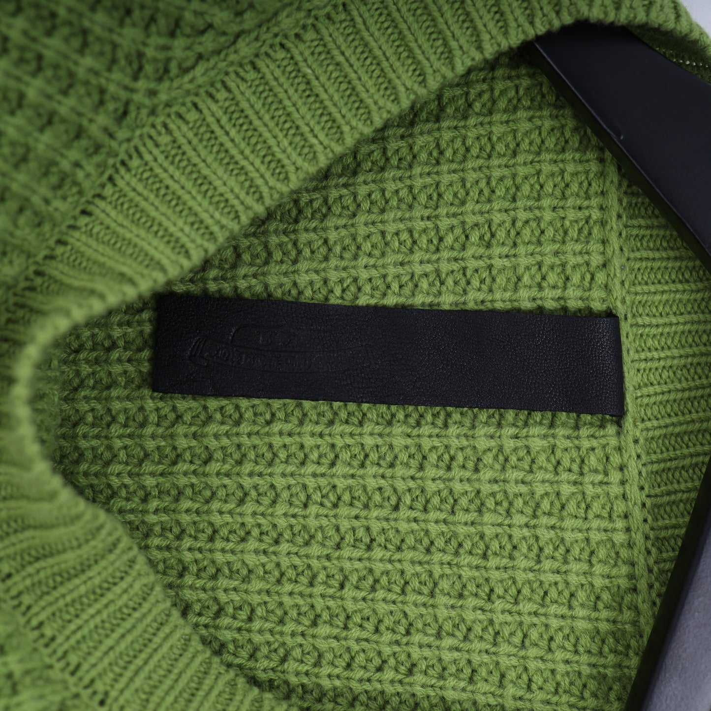 CHROME HEARTS GREEN CASHMERE ZEBRA PATCH SWEATER
