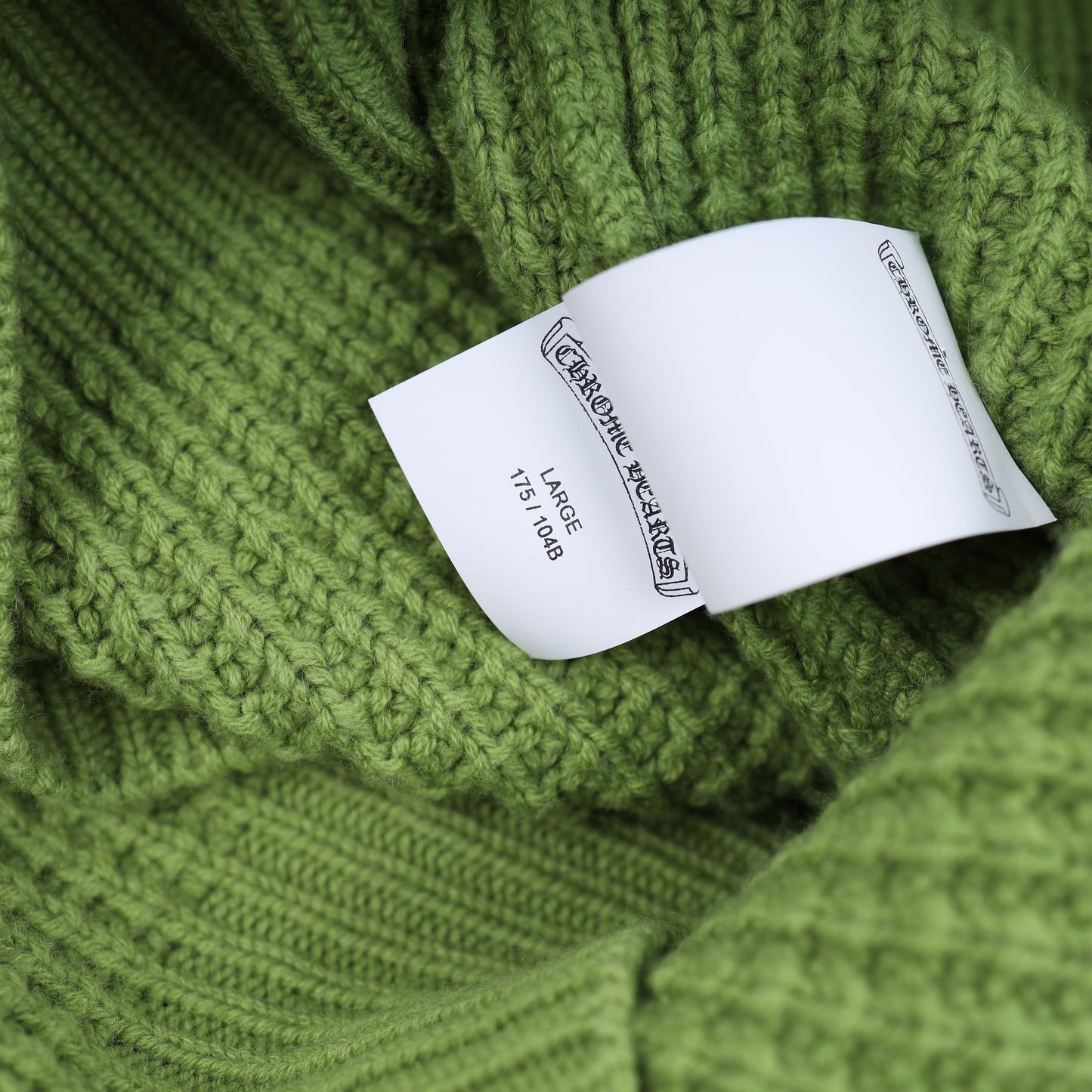 CHROME HEARTS GREEN CASHMERE ZEBRA PATCH SWEATER