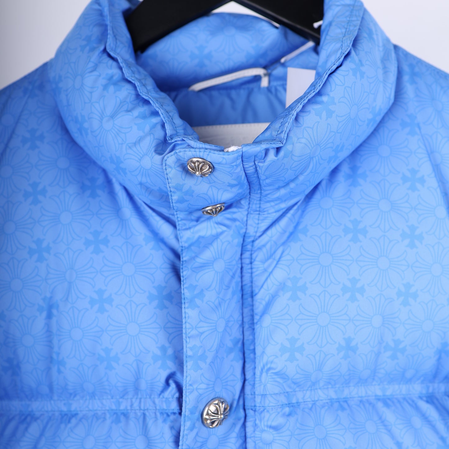 CHROME HEARTS BLUE PLUS MONOGRAM DOWN PUFFER JACKET