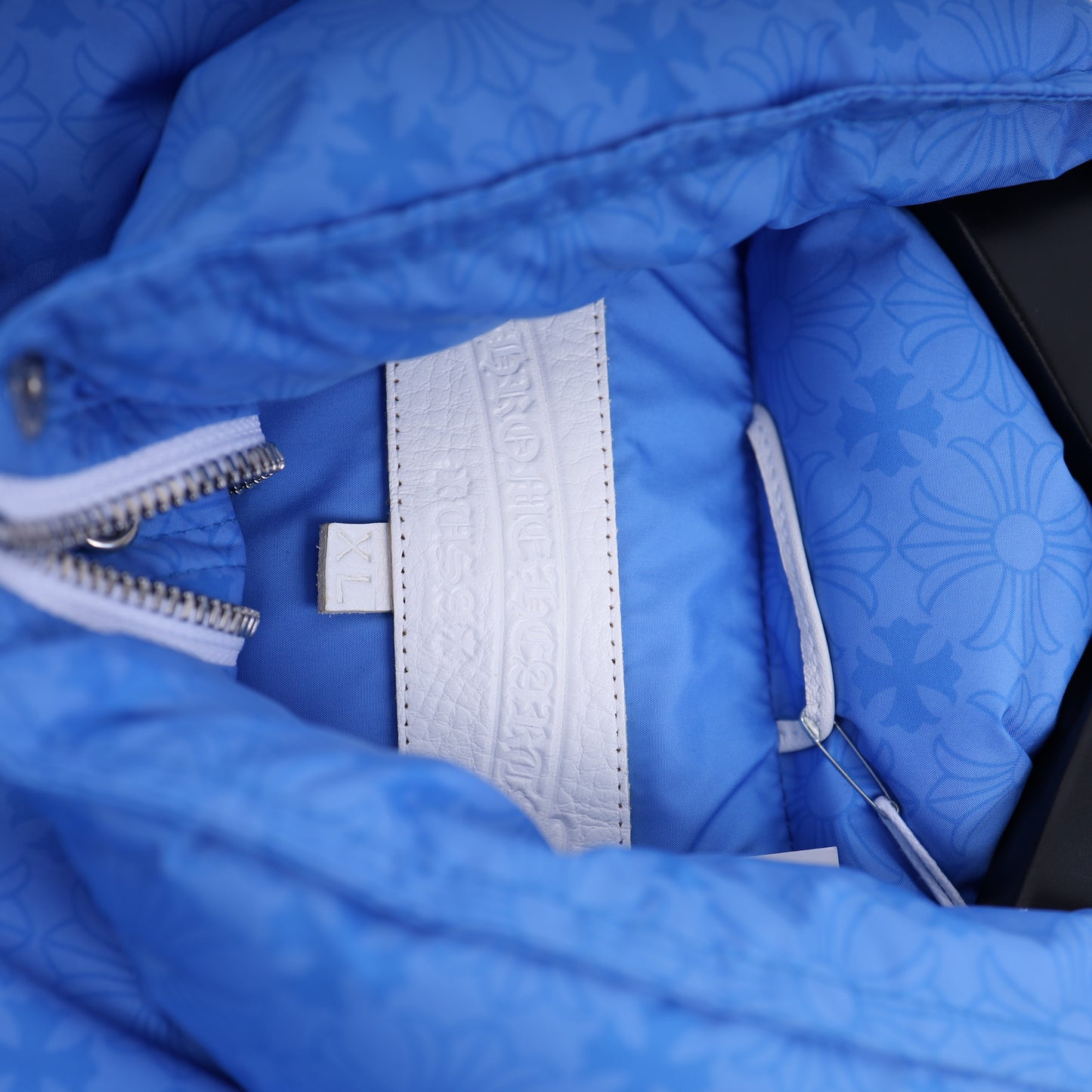 CHROME HEARTS BLUE PLUS MONOGRAM DOWN PUFFER JACKET