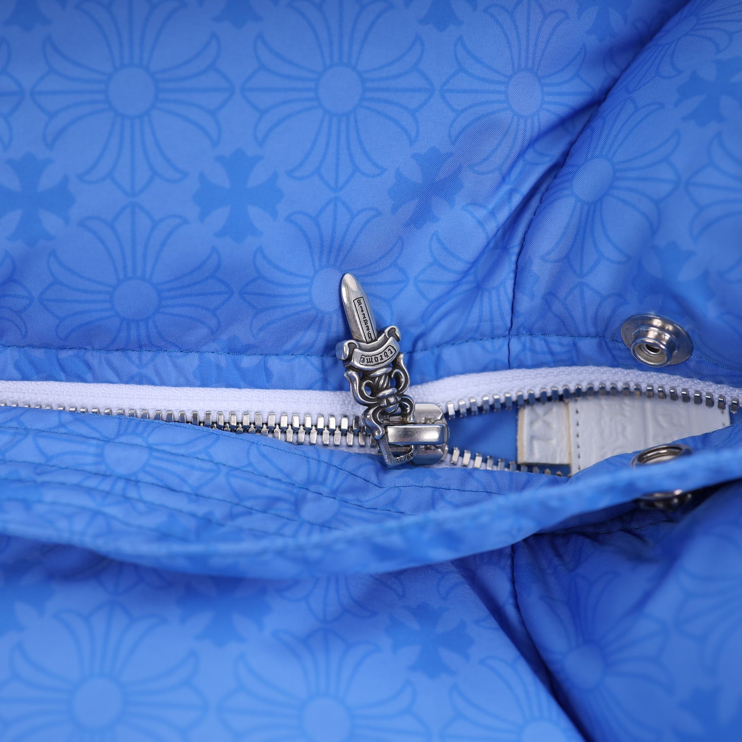 CHROME HEARTS BLUE PLUS MONOGRAM DOWN PUFFER JACKET