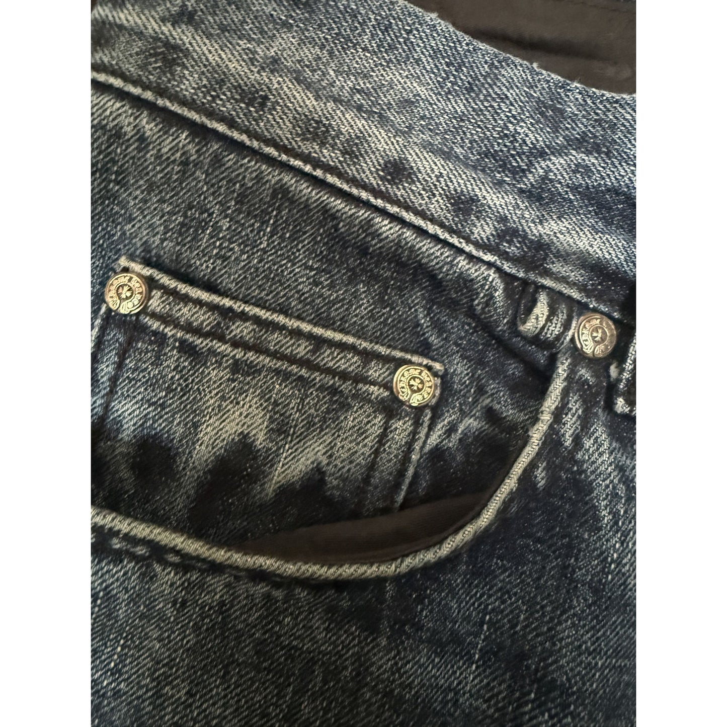 Chrome Hearts Black, White & Brown Patch blue Denim Jeans