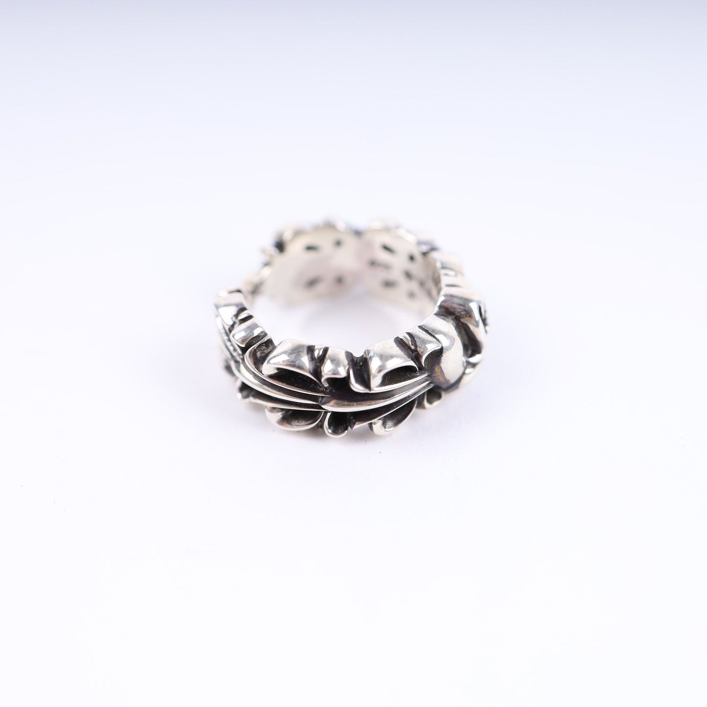 DOUBLE FLORAL CROSS HEART RING