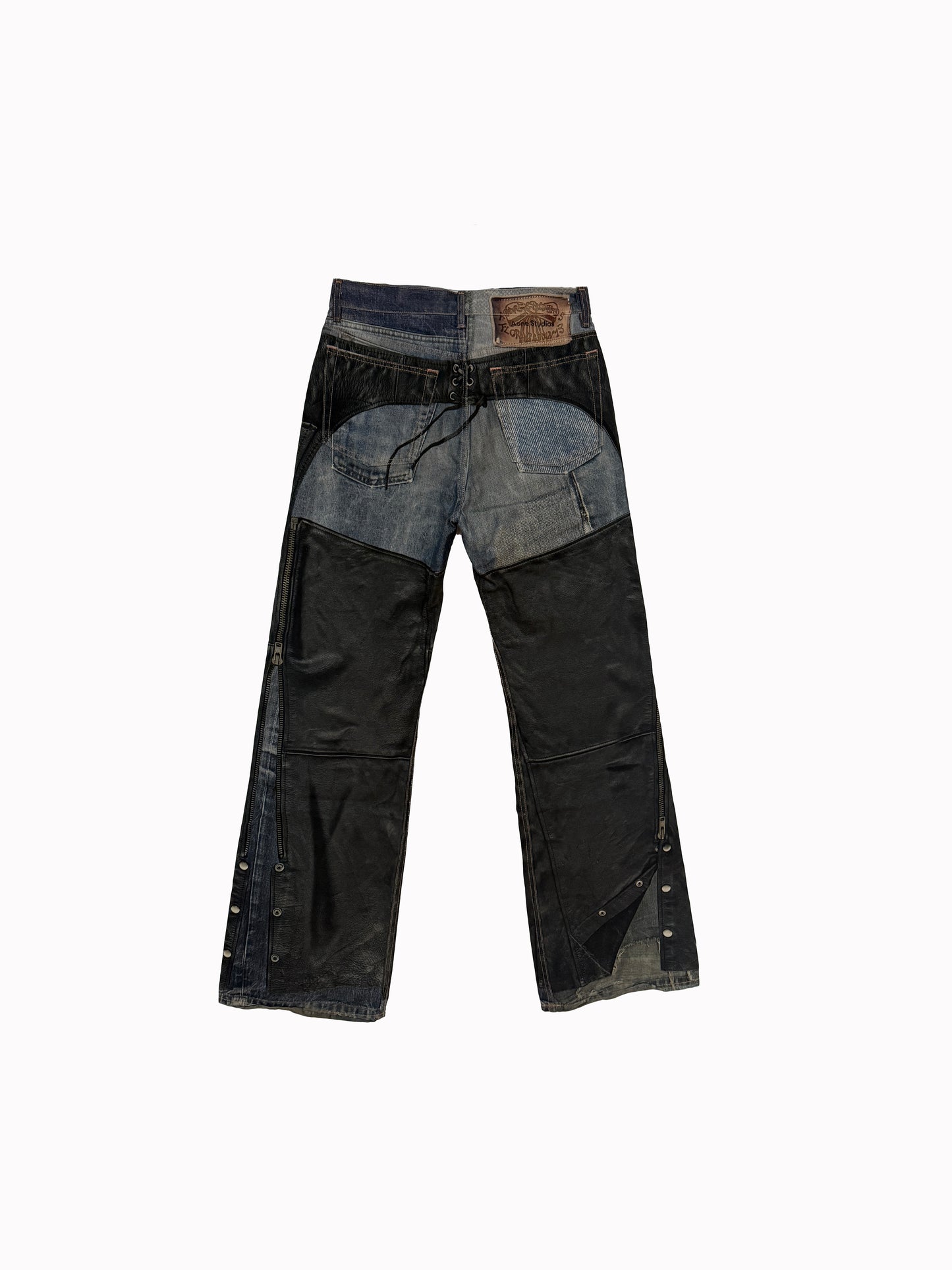 Acne Studios Trompe l'Oeil Faux Leather Chaps Jeans