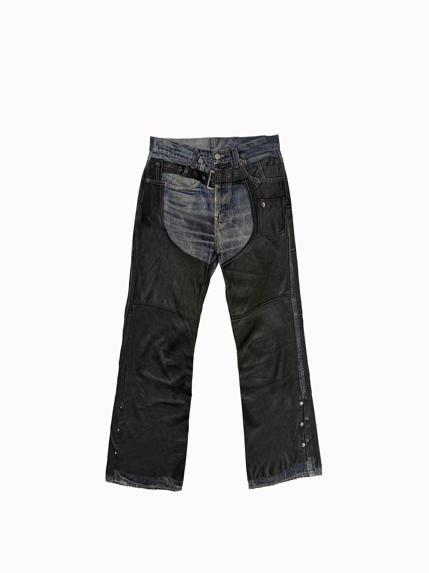 Acne Studios Trompe l'Oeil Faux Leather Chaps Jeans