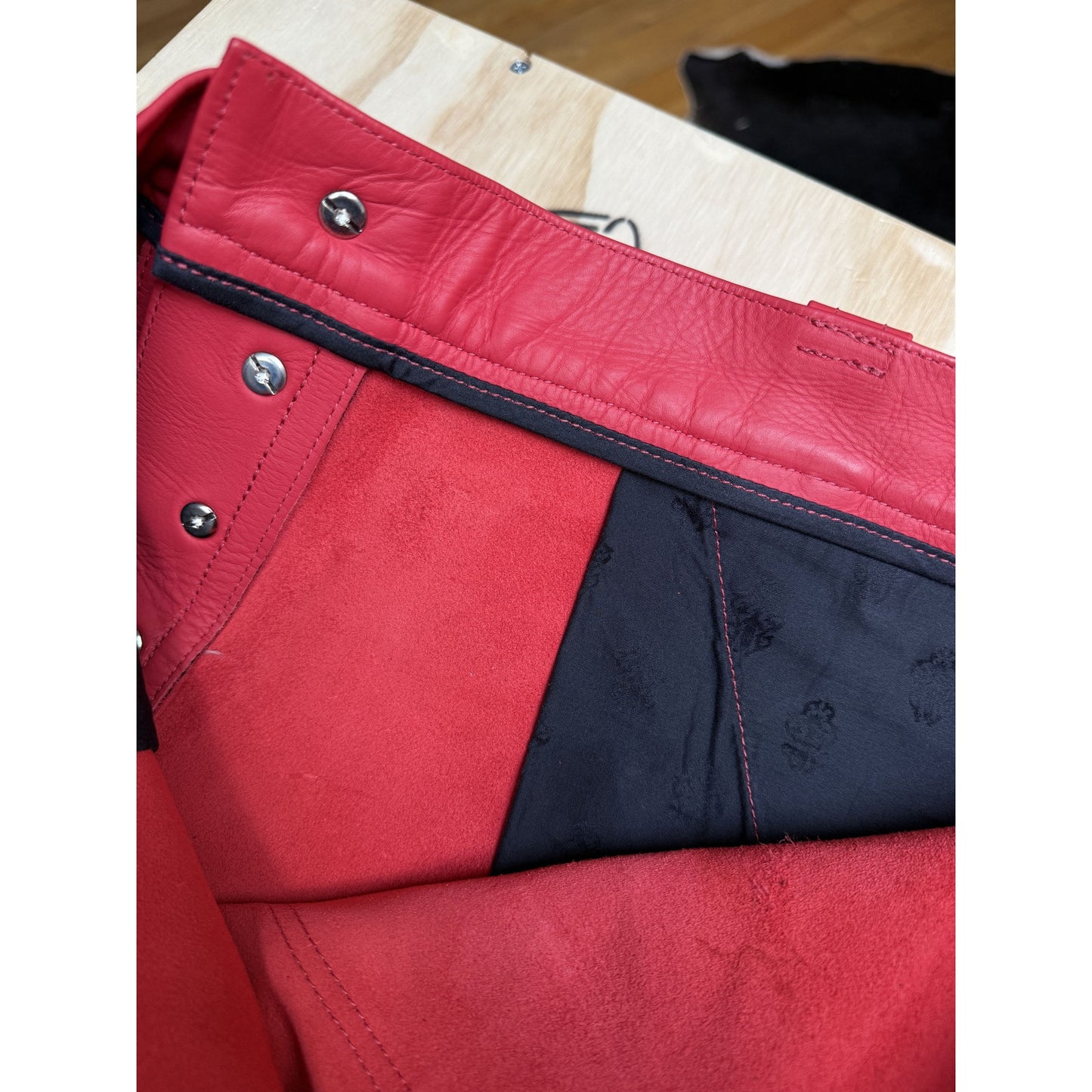 CHROME HEARTS RED LEATHER FLEUR SHORTS RARE