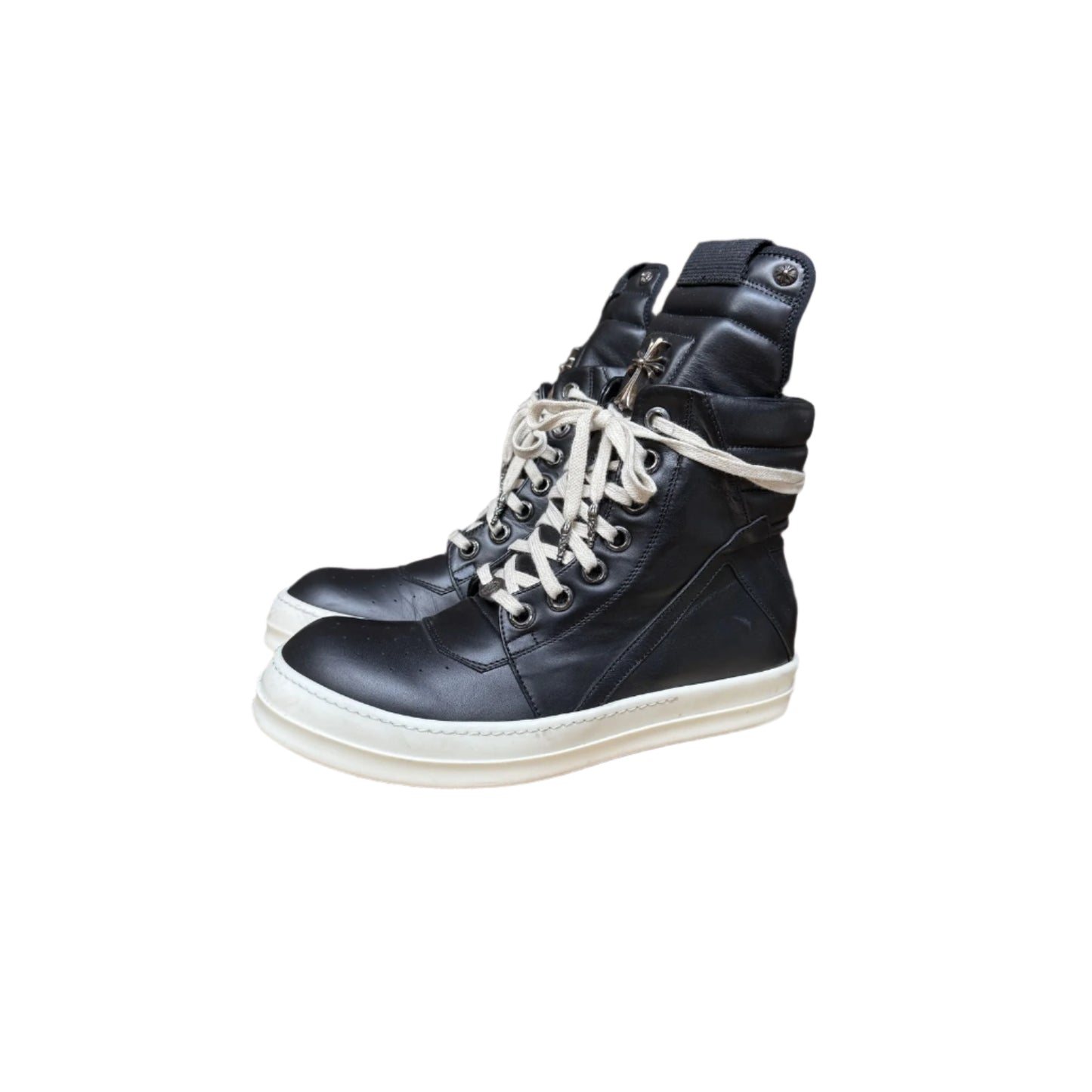 RICK OWENS X CHROME HEARTS BLACK GEOBASKETS SIZE 41