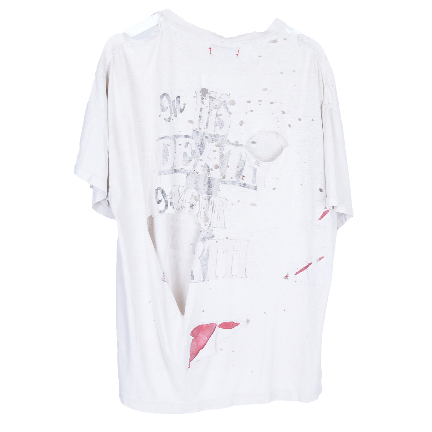 VINTAGE THRASHED JESUS FATHER FORGIVE THEM FADED WHITE T-SHIRT