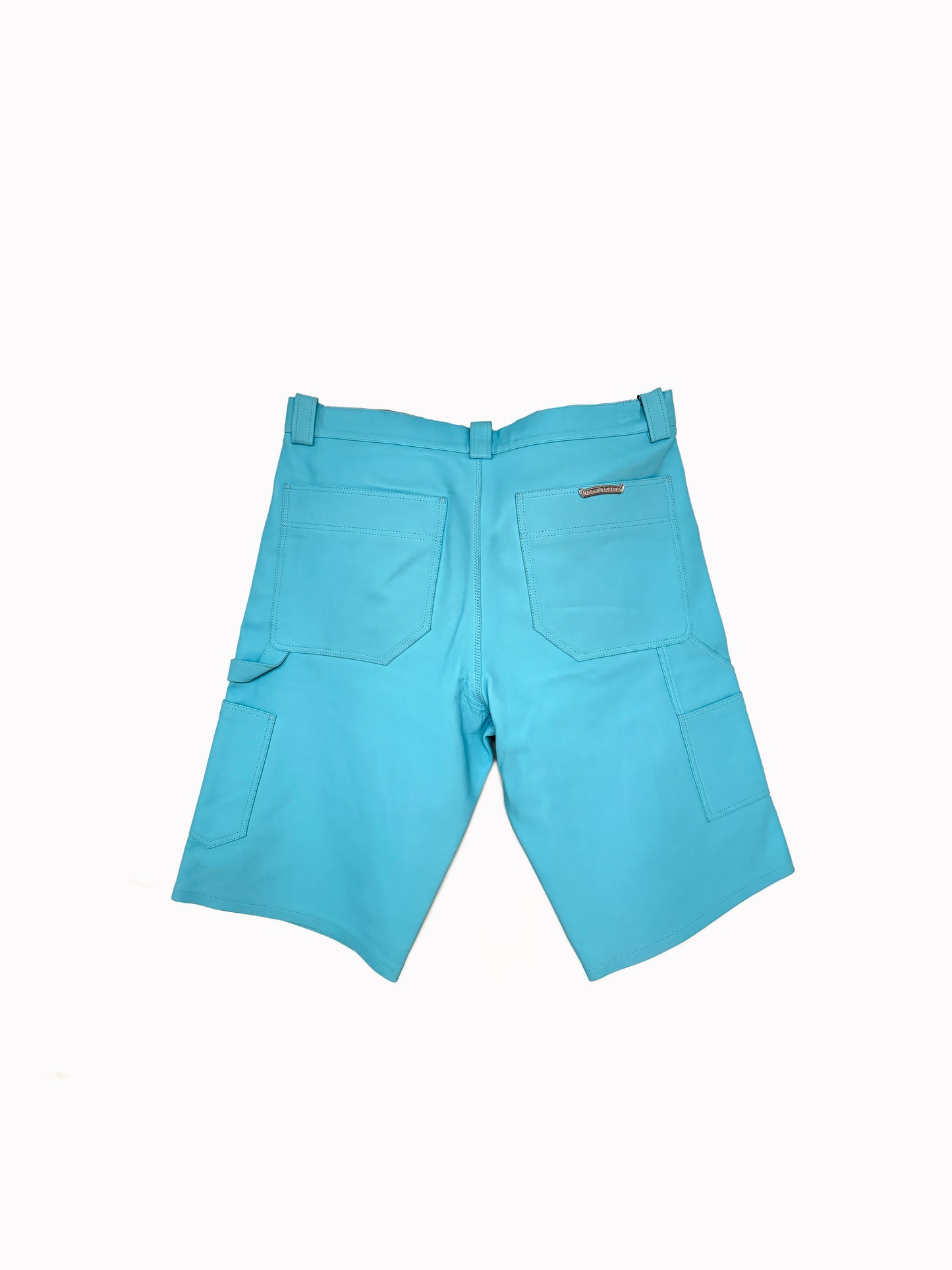 CHROME HEARTS BLUE FLEUR LEATHER SHORTS LAMB SHORTS ST BARTH