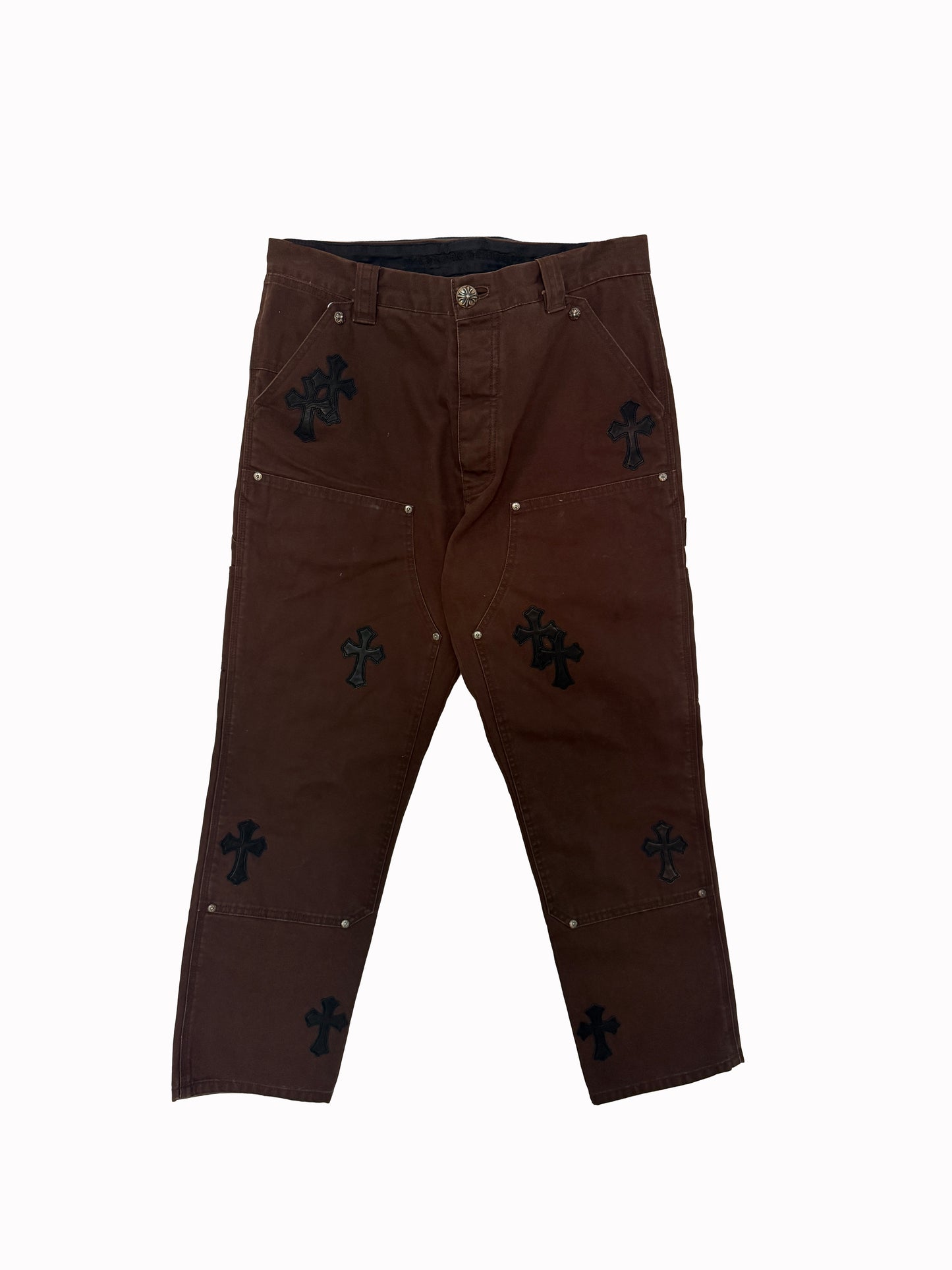 Chrome Hearts Black Brown Carpenters With Black Cross Patches