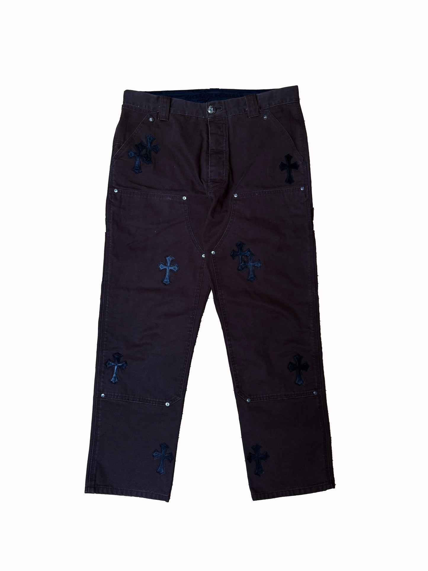 Chrome Hearts Black Brown Carpenters With Black Cross Patches