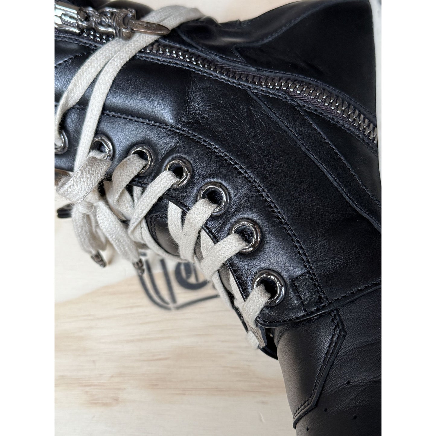 RICK OWENS X CHROME HEARTS BLACK GEOBASKETS SIZE 41