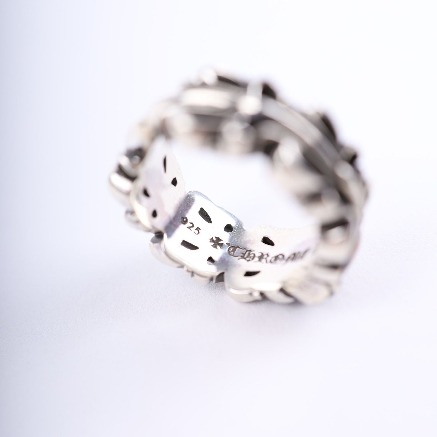 DOUBLE FLORAL CROSS HEART RING