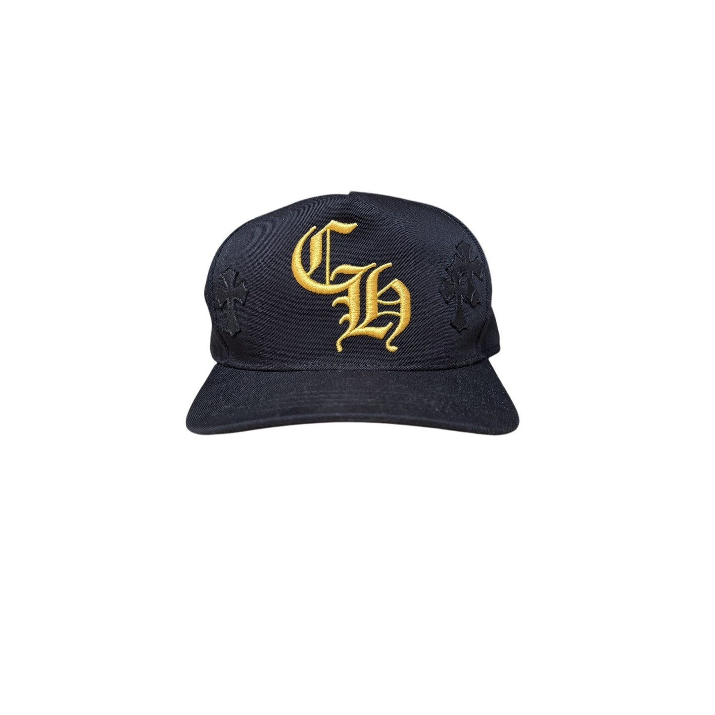 chrome hearts black and yellow patch hat