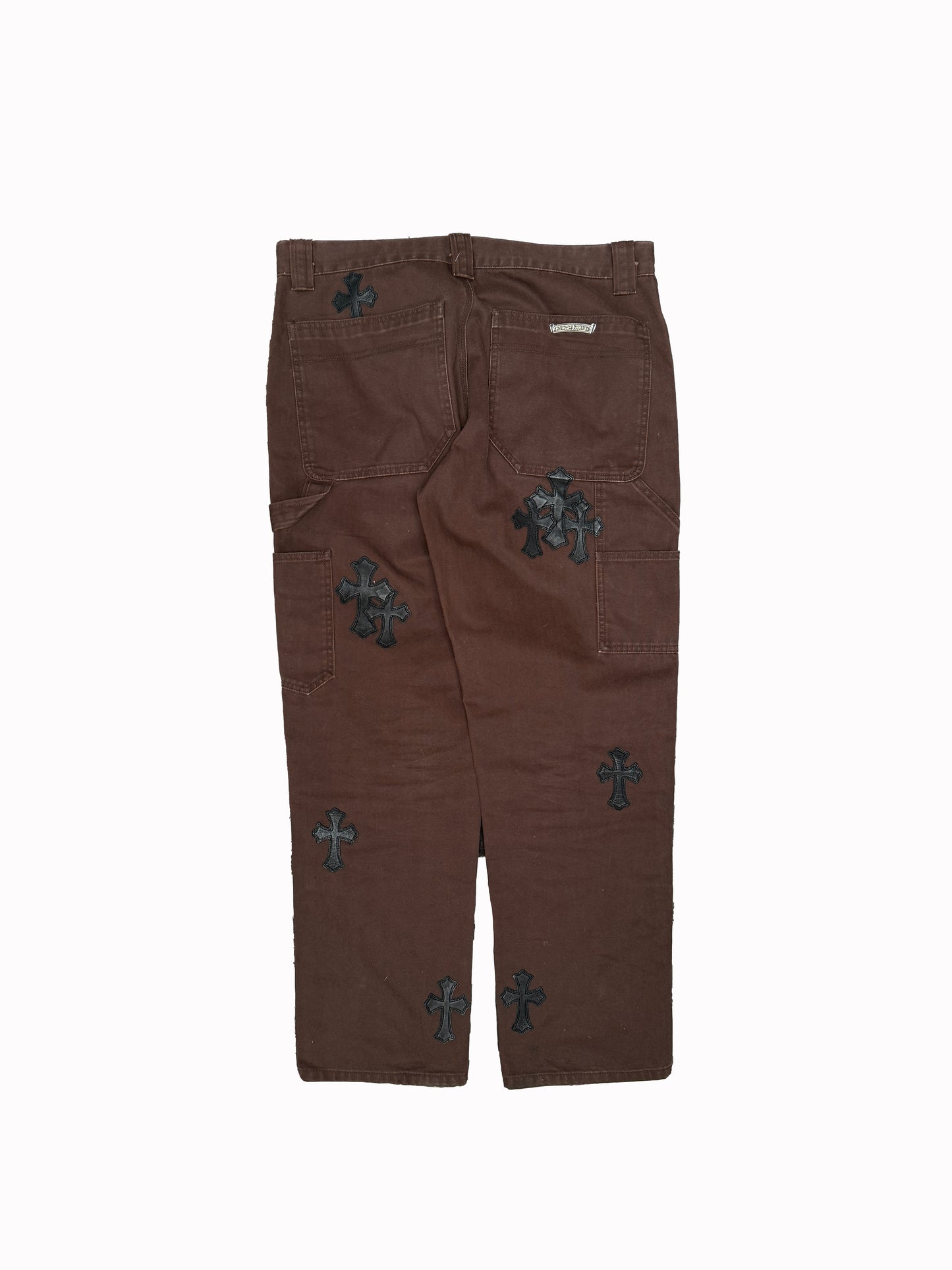 Chrome Hearts Black Brown Carpenters With Black Cross Patches