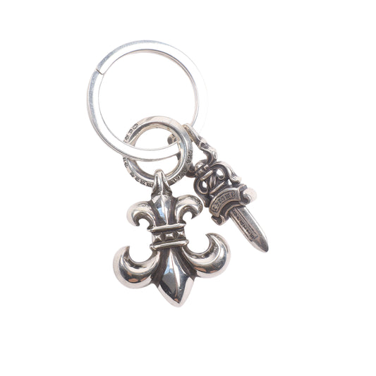 Fleur De Lis and Dagger Keychain Keyring