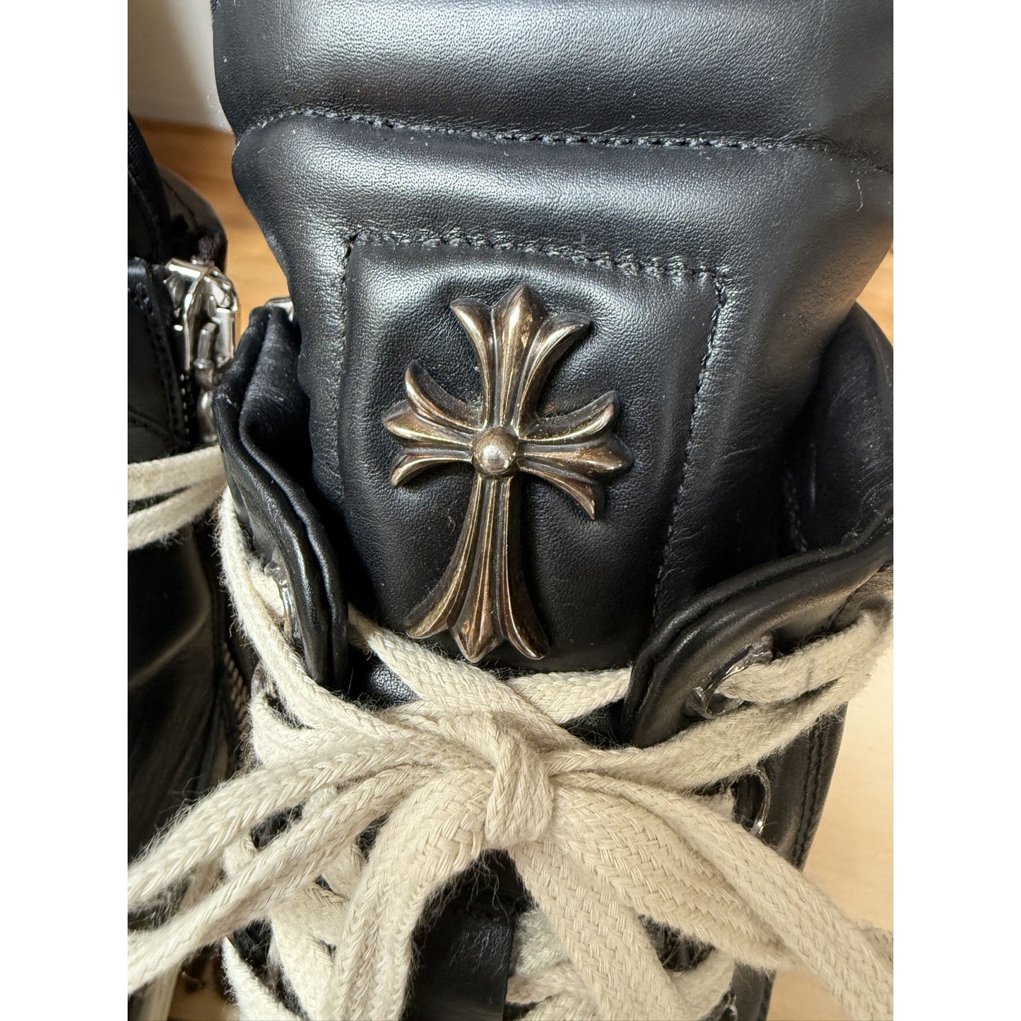 RICK OWENS X CHROME HEARTS BLACK GEOBASKETS SIZE 41
