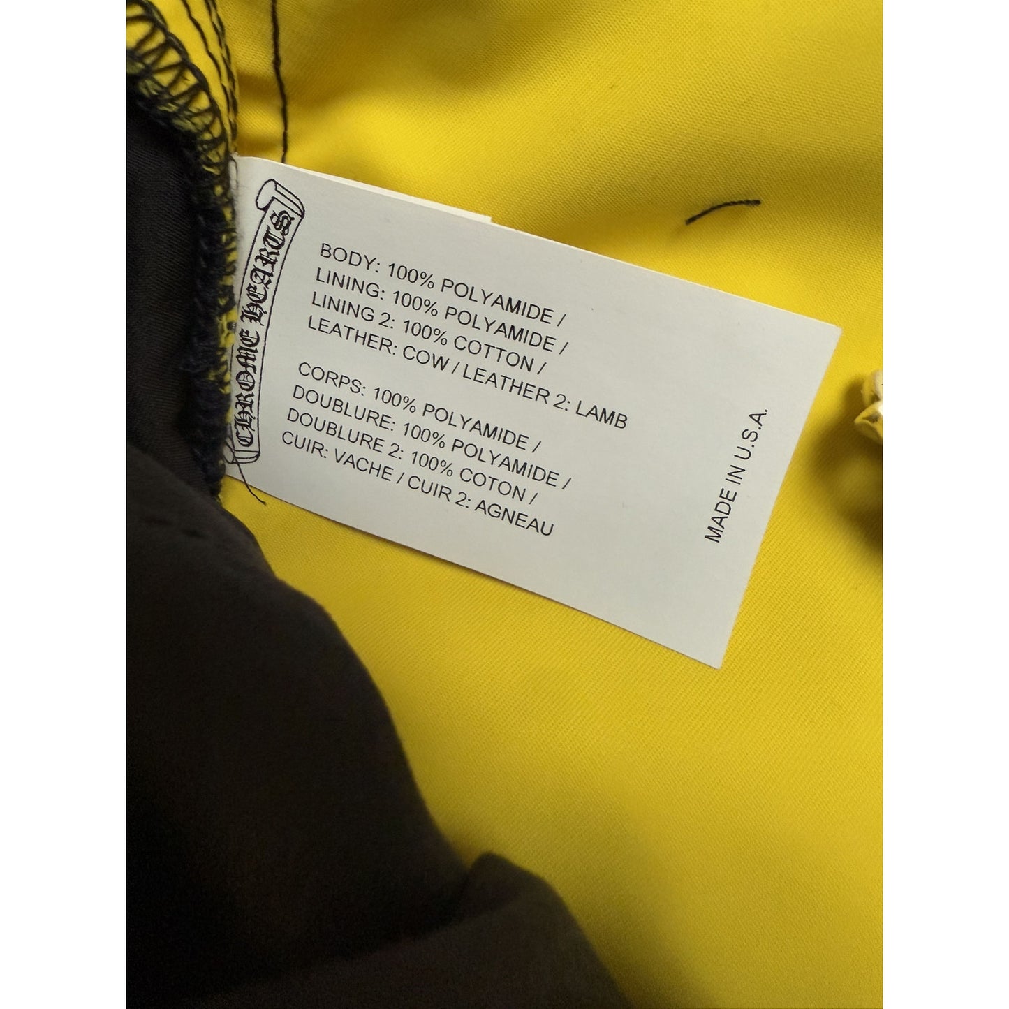 Chrome hearts Leather double knee shorts sz 34 yellow patch